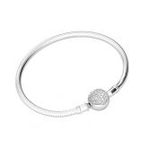 Crystal Round Shape Clasp Bracelet Sterling Silver