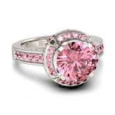 Halo Large Stone Round Cut Sterling Silver Ring