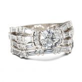Jeulia Split Shank Round Cut Sterling Silver Ring Set