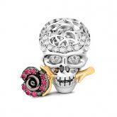 Rose & Skull Charm Sterling Silver
