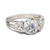Split Shank Milgrain Round Cut Sterling Silver Ring