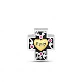 Family and Cross Charm Sterling Silver