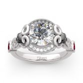 Halo Round Cut Heart Design Sterling Silver Skull Ring