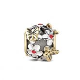 Butterfly and Flower Charm Sterling Silver