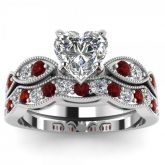 Milgrain Heart Cut Sterling Silver Ring Set