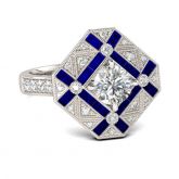 Vintage Octagon Round Cut Sterling Silver Ring