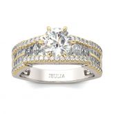 Jeulia Unique Two Tone Round Cut Sterling Silver Ring