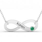 Jeulia Single Name Infinity Necklace with Birthstones Sterling Silver