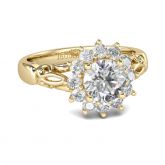 Gold Tone Halo Round Cut Sterling Silver Ring