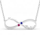 Two Name Infinity Necklace with Birthstones Sterling Silver