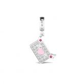 Pink Heart Envelope Charm Sterling Silver