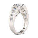Cathedral Round Cut Sterling Silver Ring