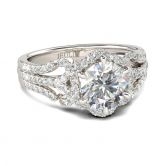 Vintage Flower Halo Round Cut Sterling Silver Ring