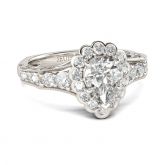 Vintage Halo Pear Cut Sterling Silver Ring