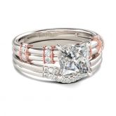Two Tone Princess Cut Sterling Silver Ring Set