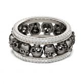 Two Tone Sterling Silver Skull Ring