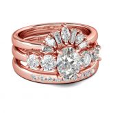 Jeulia 3PC Oval Cut Sterling Silver Ring Set