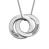 Russian Ring Engraved Necklace With 2 Rings Sterling Silver
