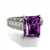 Big Center Stone Radiant Cut Sterling Silver Ring