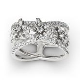 Jeulia Split Shank Flower Sterling Silver Ring