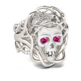 3PC Round Cut Sterling Silver Skull Ring