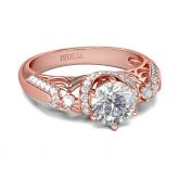 Rose Gold Tone Halo Round Cut Sterling Silver Ring