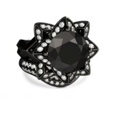 Lotus Halo Round Cut Sterling Silver Ring Set
