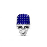 Skull Charm with Blue Stone Sterling Silver