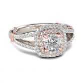 Double Halo Cushion Cut Sterling Silver Ring