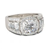 Halo Cushion Cut Sterling Silver Ring
