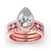3PC Halo Pear Cut Sterling Silver Ring Set