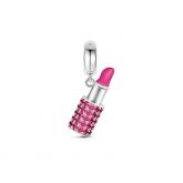 Pink Lipstick Charm Sterling Silver
