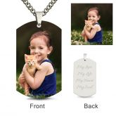 Dog Tag Personalized Color Photo Necklace Sterling Silver