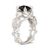 Skeleton Oval Cut Sterling Silver Skull Ring