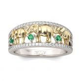 Two Tone Round Cut Sterling Silver Elephant Ring