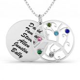 Filigree Tree Family Necklace with Birthstones Sterling Silver