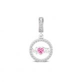 Pink Heart Love Mom Hollow Pendant Sterling Silver