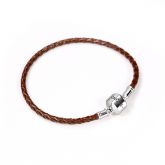 Brown Woven Leather Charm Bracelet