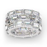 Emerald Cut Eternity Sterling Silver Women's Band