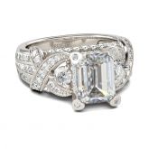 Emerald Cut Knot Sterling Silver Ring