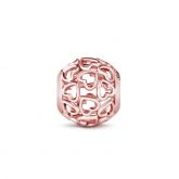 Rose Gold Tone Hollow Heart Charm Sterling Silver
