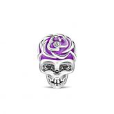 Purple Skull Charm Sterling Silver