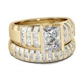 Thick Radiant Cut Sterling Silver Ring Set