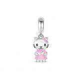 Pink Kitty Charm Sterling Silver