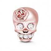 Rose Gold Tone Skull Charm Sterling Silver