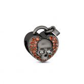 Heart Shape Skull Charm Sterling Silver