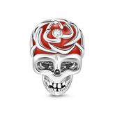 Red Skull Charm Sterling Silver