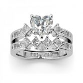 Heart Cut Sterling Silver Ring Set