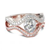 Curved Two Tone Oval Cut Sterling Silver Ring