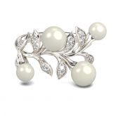 Leaf Faux Pearl Sterling Silver Women's Band